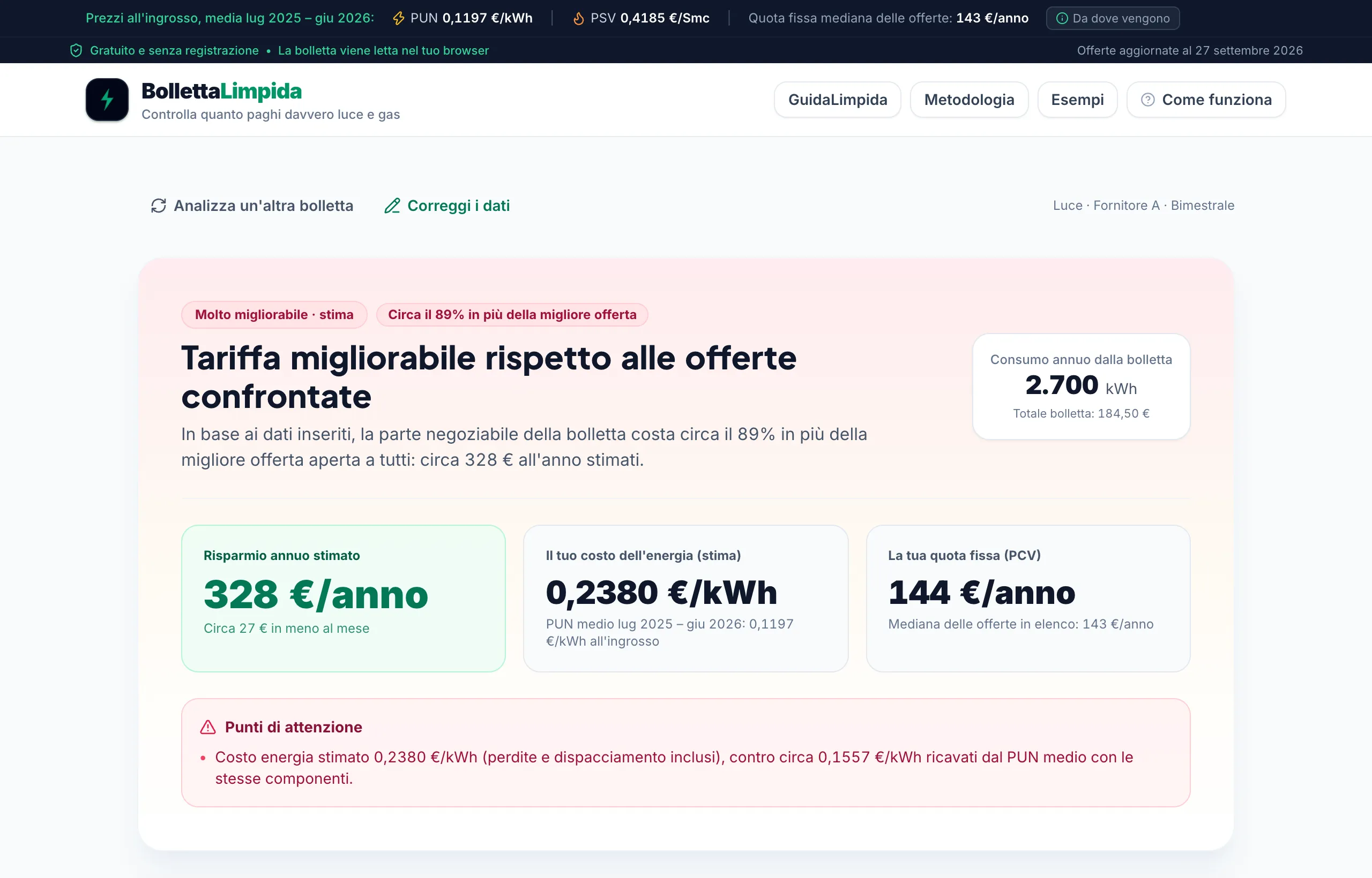 BollettaLimpida: il confronto delle offerte dopo la lettura della bolletta.